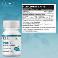 Inlife N-Acetyl Cysteine (NAC) Supplement 600mg | Supports Liver & Respiratory Health |60 Veg. Capsules