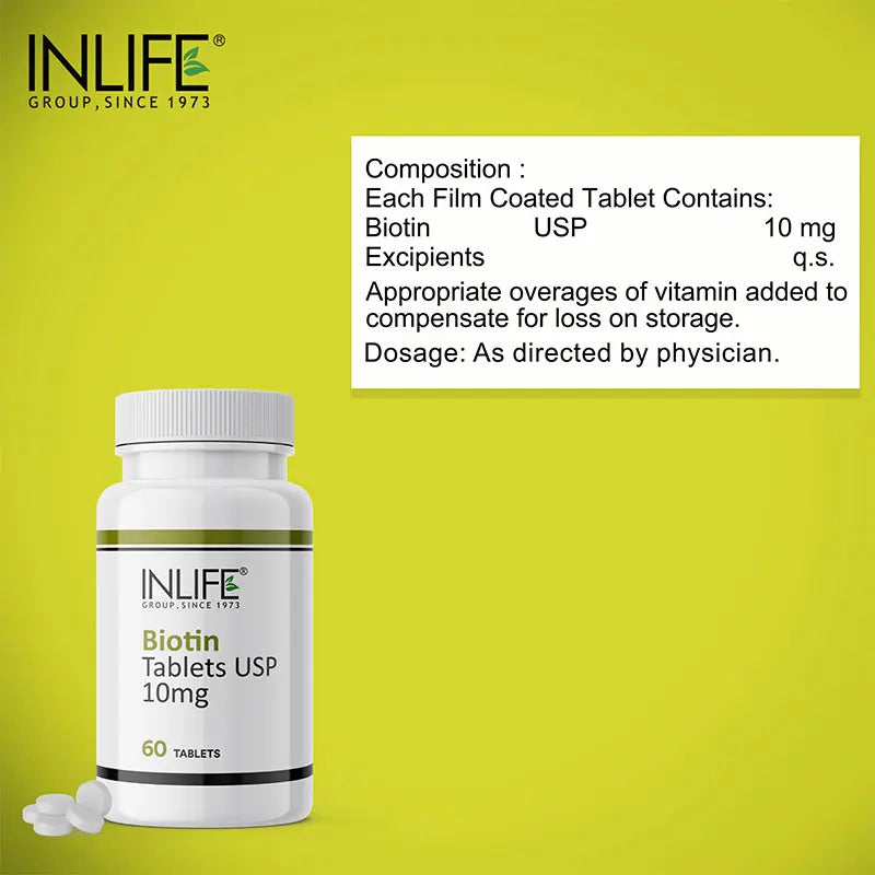 Inlife Biotin 10mg Tablets | Vitamin B7 Supplement Tablets - 3
