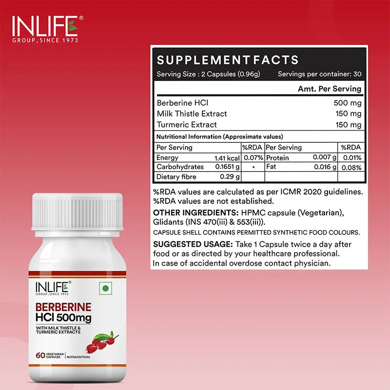 Inlife Berberine with Milk Thistle & Turmeric + Fat Burner with L-Carnitine & Green Coffee | Vegetarian Combo Pack - 4