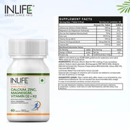 Inlife Bonelife Plus Formula | Calcium Citrate Malate, Magnesium, Zinc, Folic Acid, Vitamin D2, K2 & B12 | Supports Bone & Nutritional Health 60 Tablets