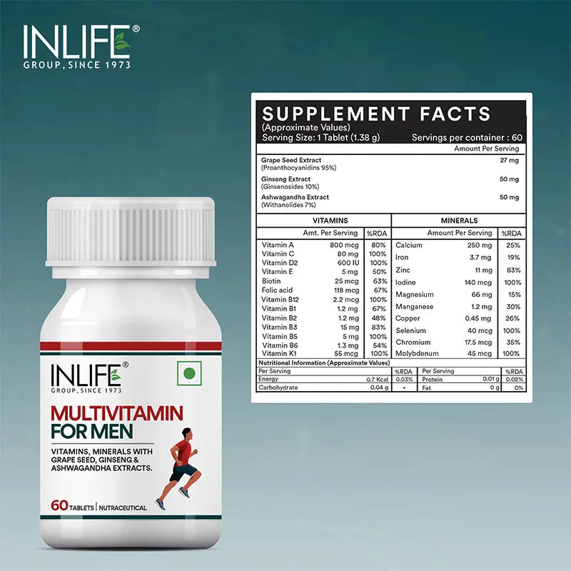 Inlife Multivitamin and Mineral for Men | 60 Vegetarian Tablets