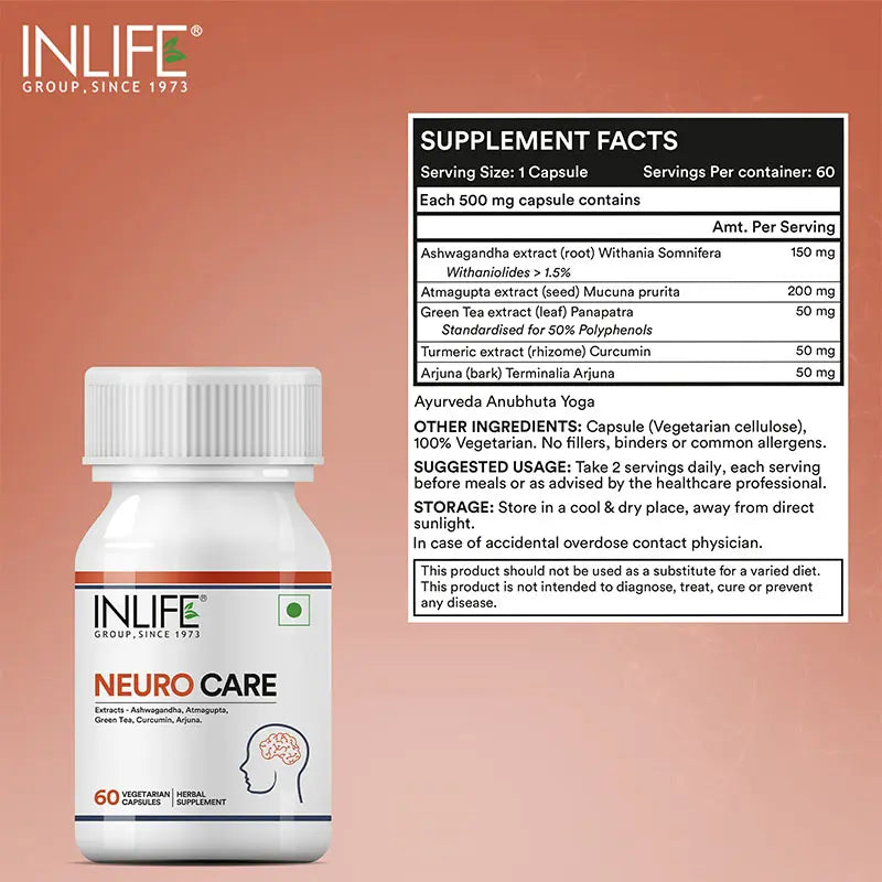 Inlife Neurocare Capsules + Vitamin B12 (RDA) Tablets Combo Pack - 4
