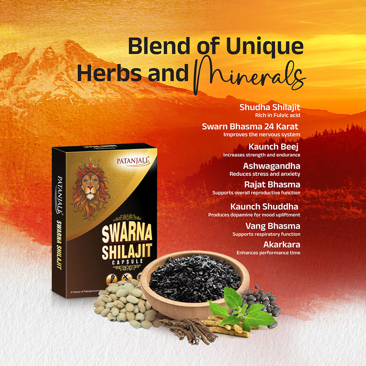 Patanjali Swarna Shilajit Capsule 750mg 10 Capsules