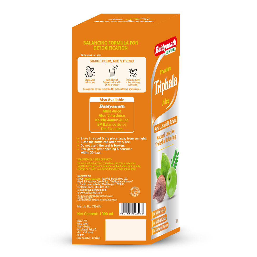 Baidyanath Premium Triphala Juice A Number One Detoxifier 1 Ltr