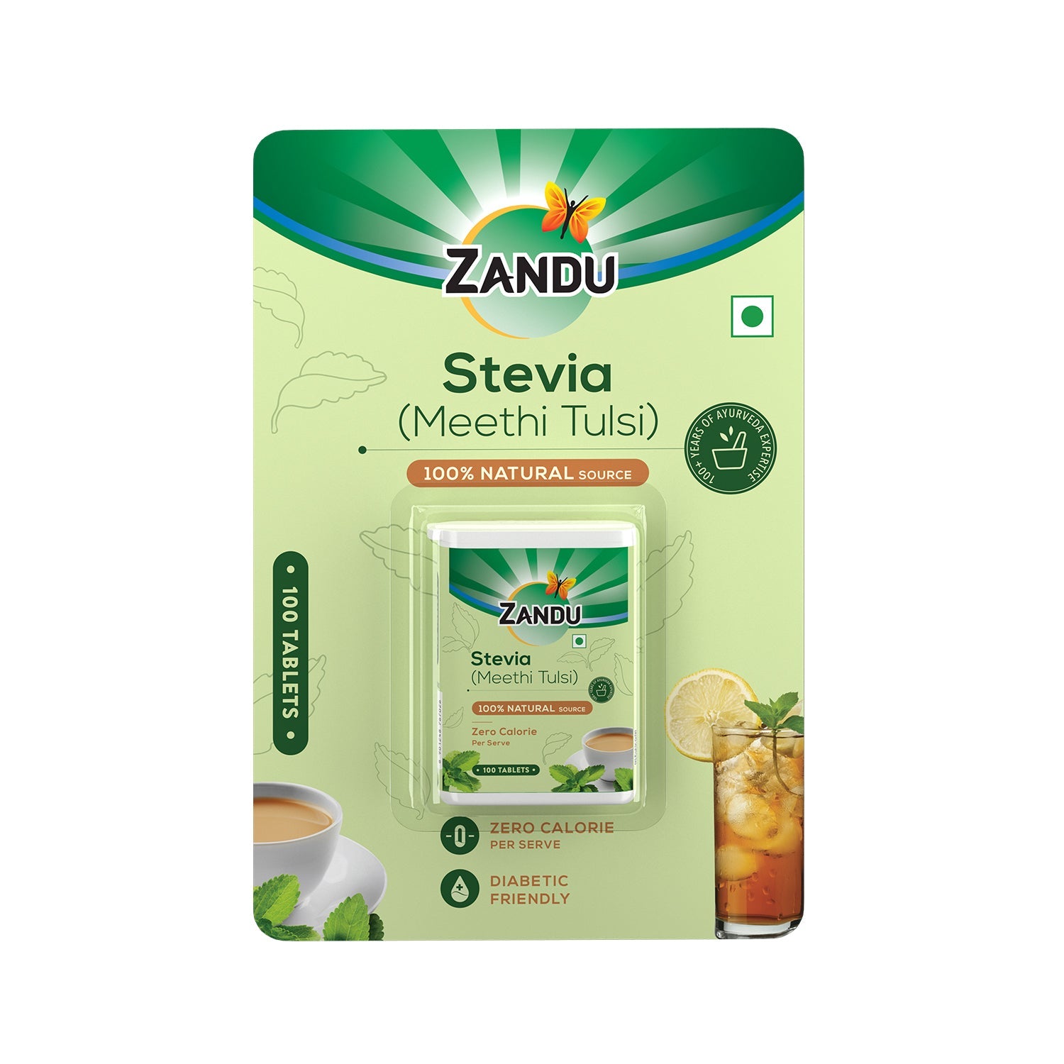 Zandu Stevia Tablets (Meethi Tulsi) 100 Tablets