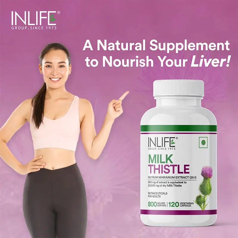 Inlife Milk Thistle Supplement 800mg Per Serving 60 Capsules