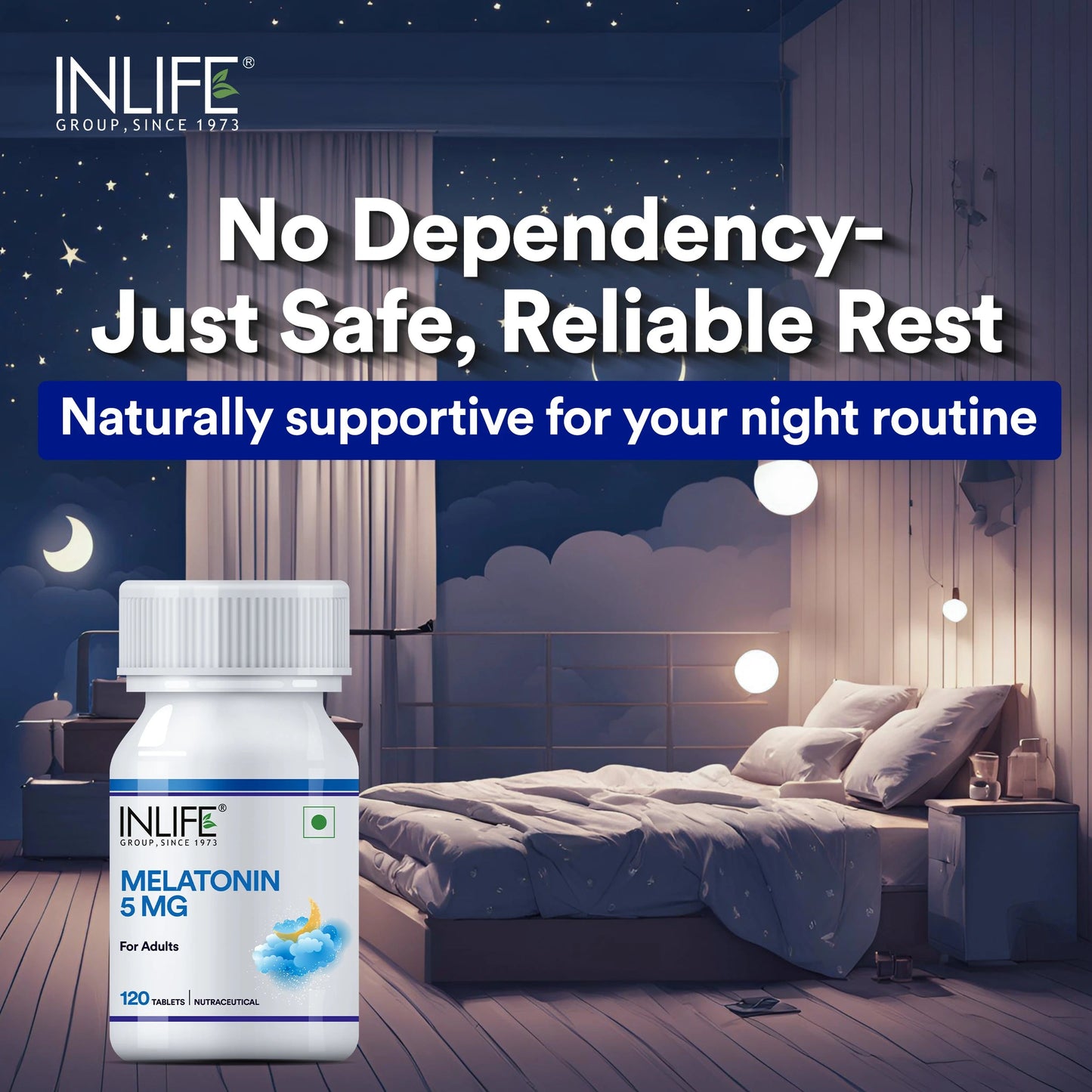 Inlife Melatonin 5mg Tablets Supplement for Adults | Sleep and Relaxation | Vegetarian tablets - 8