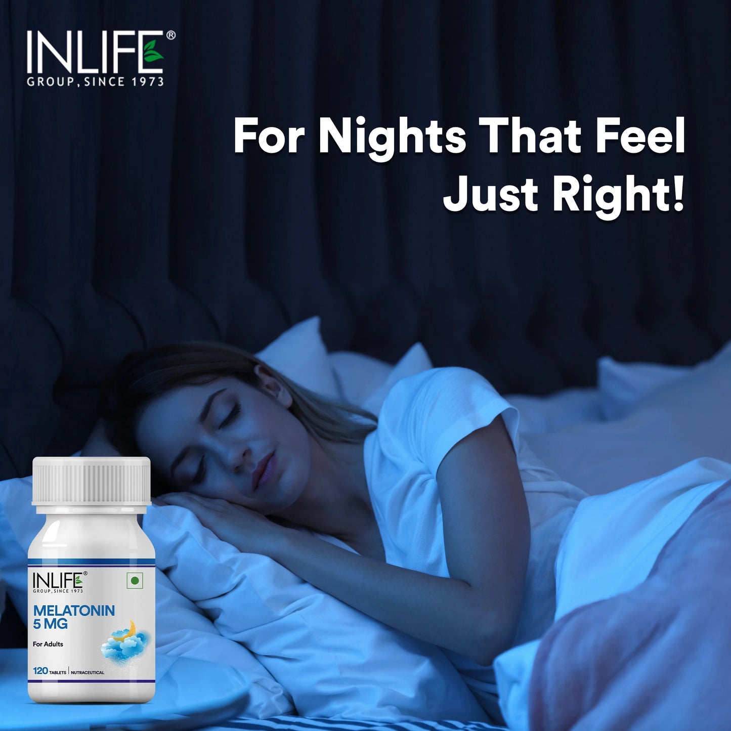 Inlife Melatonin 5mg Tablets Supplement for Adults | Sleep and Relaxation | Vegetarian tablets - 7