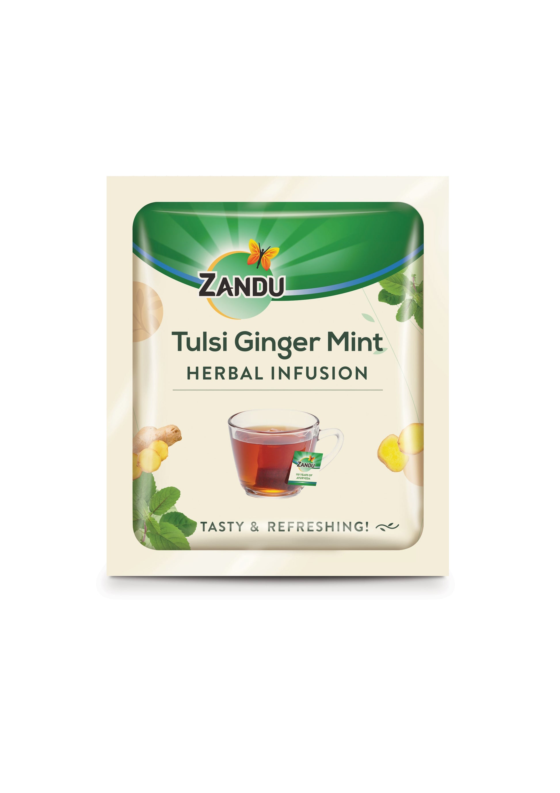Zandu Tulsi Ginger Mint Tea - Cold & Cough Relief 25 Teabags (Pack Of 2)