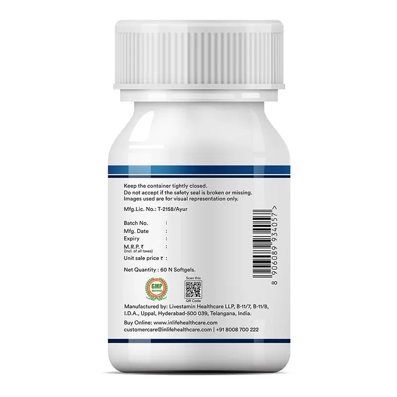 Inlife Pure Himalayan Shilajit Resin 500mg | Contains >75% Fulvic Acid 60 Capsule