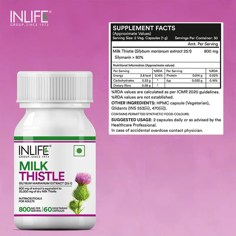 Inlife Milk Thistle Supplement | 800mg Per Serving | - 4