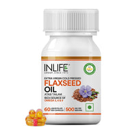 Inlife Flaxseed Oil Omega 3, 6, 9 Fatty Acids Supplement | 500mg | 60 Veg. Capsules