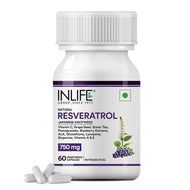Inlife Natural Resveratrol Japanese Knotweed 750 mg | Antioxidant-Rich Supplement with Grape Seed, Green Tea, Vitamin C, L-Glutathione & Bioperine | 60 Veg Capsules
