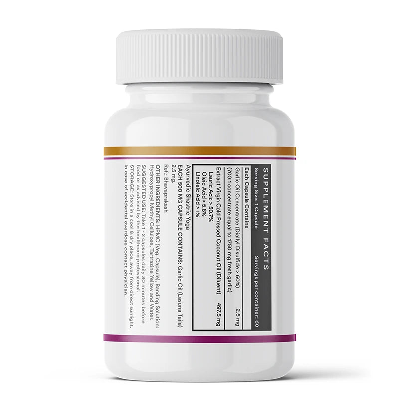 Inlife Garlic Oil with Cold Pressed Coconut Oil Capsules - Dual Action Formula | High Potency Diallyl Disulfide & MCTs | 60 Vegetarian Capsules