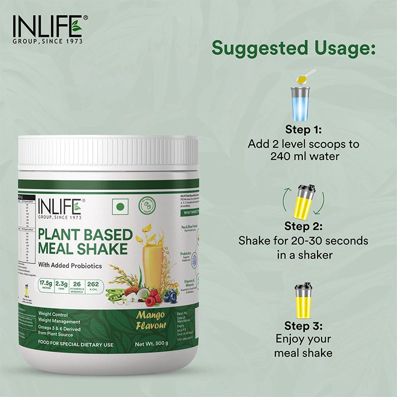 Inlife Plant Based Meal Replacement Shake with Added Probiotics | 500 gms - 5