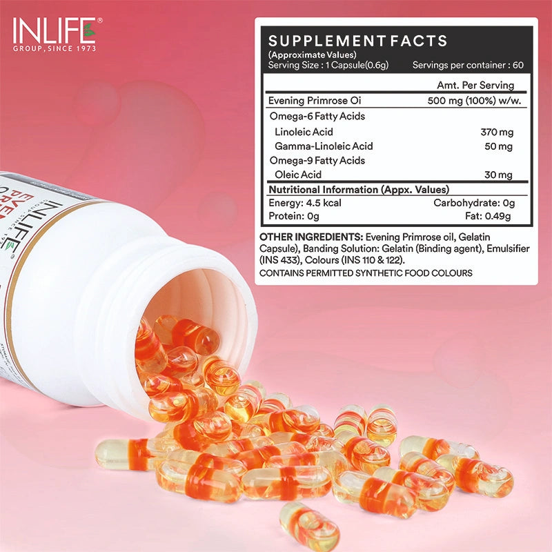 Inlife Evening Primrose Oil Supplement, 500mg 60 Capsules
