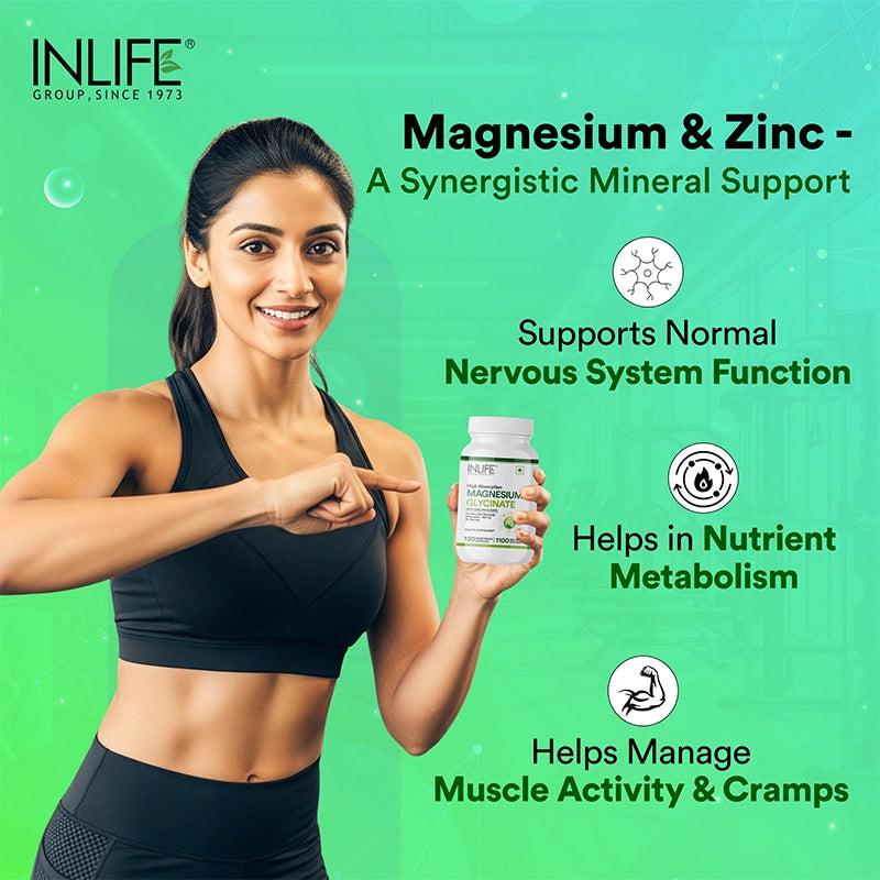 Inlife Vitamin B12, D3 5000 IU & Magnesium Glycinate Combo | Supports Bone & Nerve Health - 8