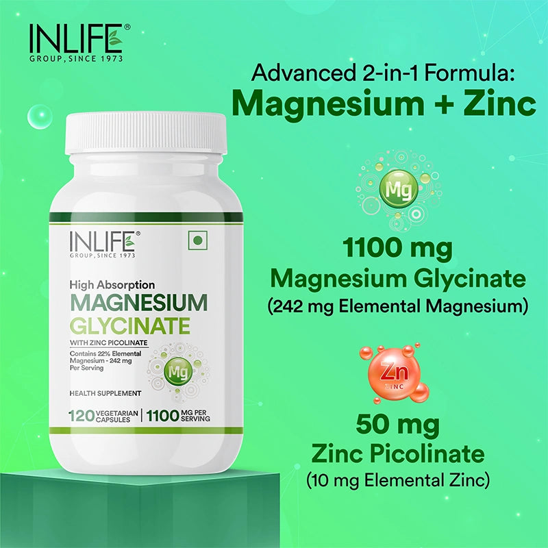 Inlife Magnesium Glycinate with Zinc + Fish oil Double Strength Combo Pack