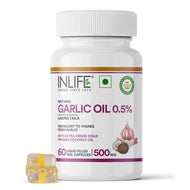 Inlife Garlic Oil with Cold Pressed Coconut Oil Capsules - Dual Action Formula | High Potency Diallyl Disulfide & MCTs | 60 Vegetarian Capsules