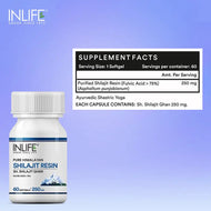 Inlife Pure Himalayan Shilajit Resin 500mg | Contains >75% Fulvic Acid 60 Capsule