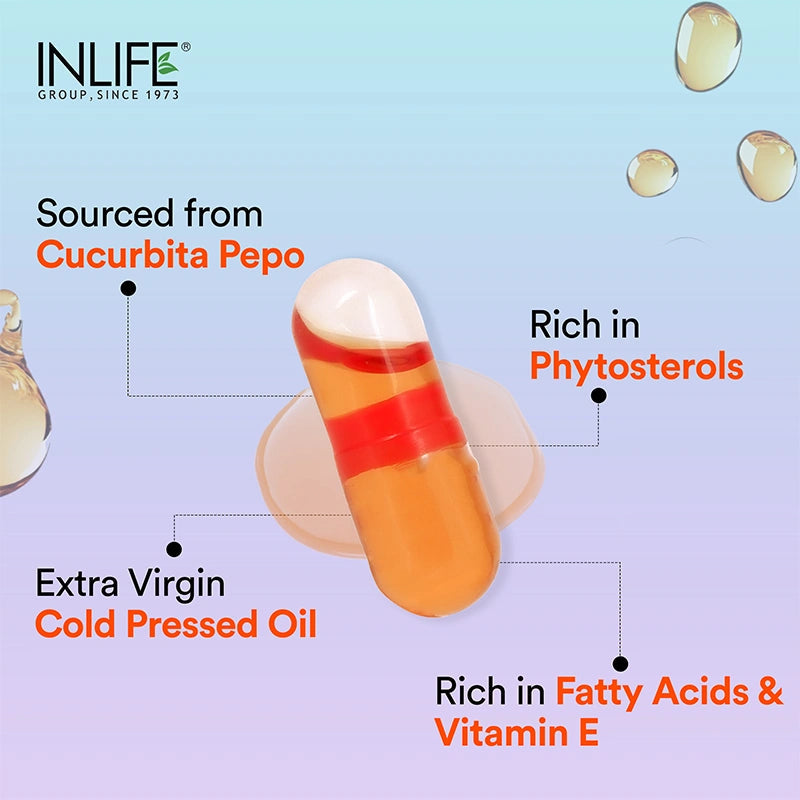 Inlife Pumpkin Seed Oil Capsules | Extra Virgin Cold Pressed Pure Oil | Plant-Based Phytosterols | 60 Veg. Capsules - 7