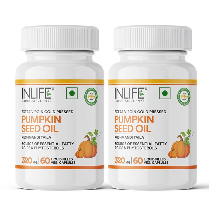 Inlife Pumpkin Seed Oil Capsules | Extra Virgin Cold Pressed Pure Oil | Plant-Based Phytosterols | 60 Veg. Capsules