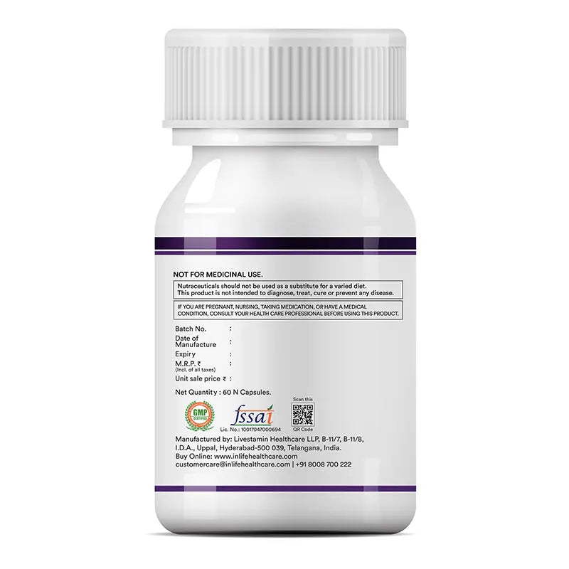 Inlife Natural Resveratrol Japanese Knotweed 750 mg | Antioxidant-Rich Supplement with Grape Seed, Green Tea, Vitamin C, L-Glutathione & Bioperine | 60 Veg Capsules