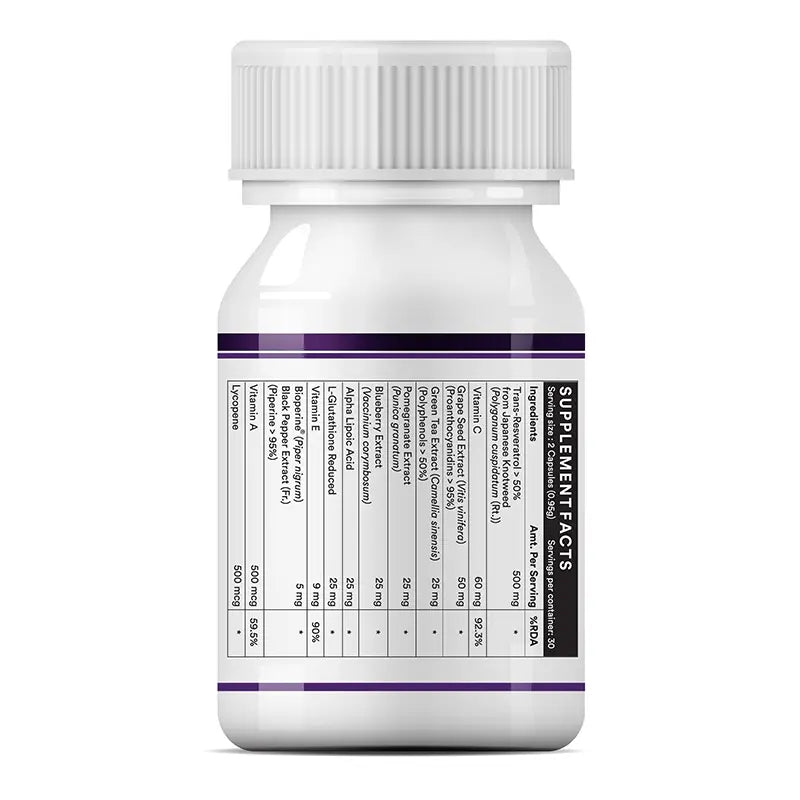 Inlife Natural Resveratrol Japanese Knotweed 750 mg | Antioxidant-Rich Supplement with Grape Seed, Green Tea, Vitamin C, L-Glutathione & Bioperine | 60 Veg Capsules