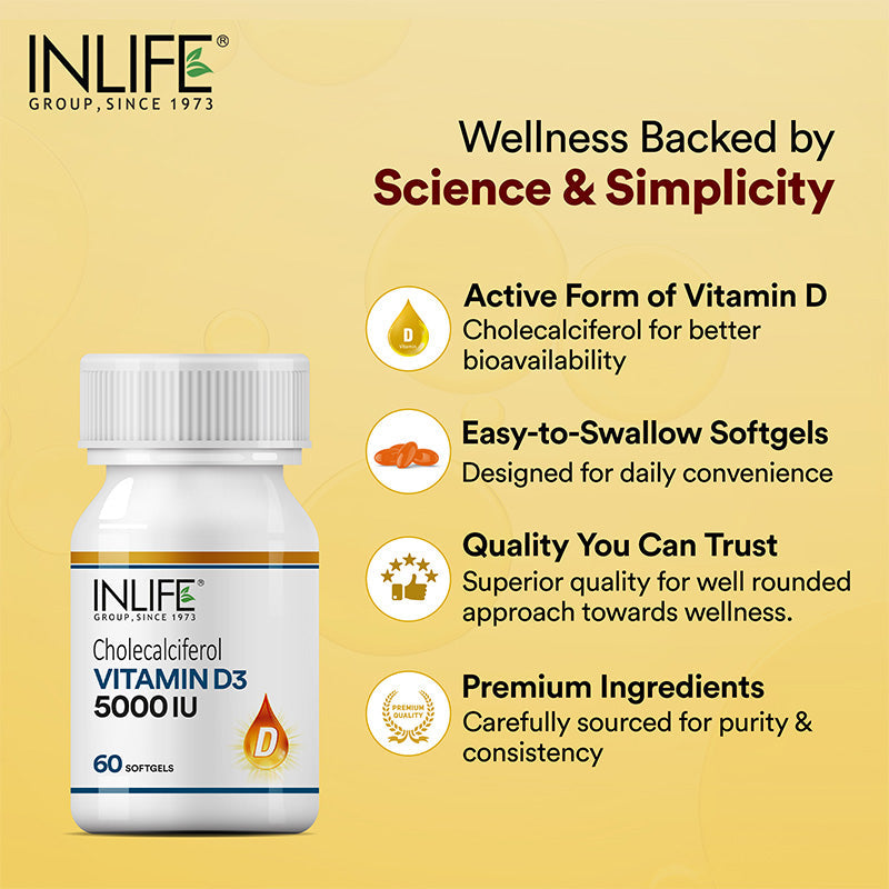 Inlife Vitamin B12, D3 5000 IU & Magnesium Glycinate Combo | Supports Bone & Nerve Health - 21