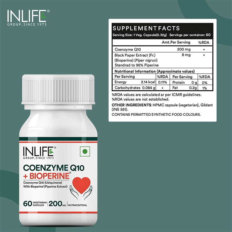 Inlife Coenzyme Q10 Supplement (CoQ10) with Bioperine | 200mg | Veg. Capsules - 3