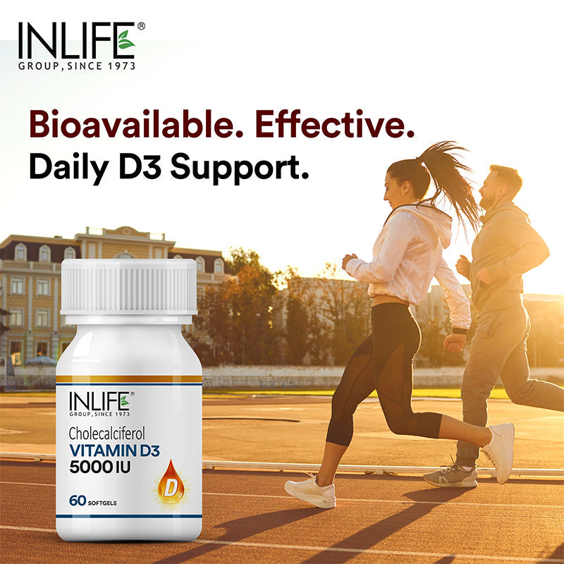 Inlife Vitamin B12, D3 5000 IU & Magnesium Glycinate Combo | Supports Bone & Nerve Health