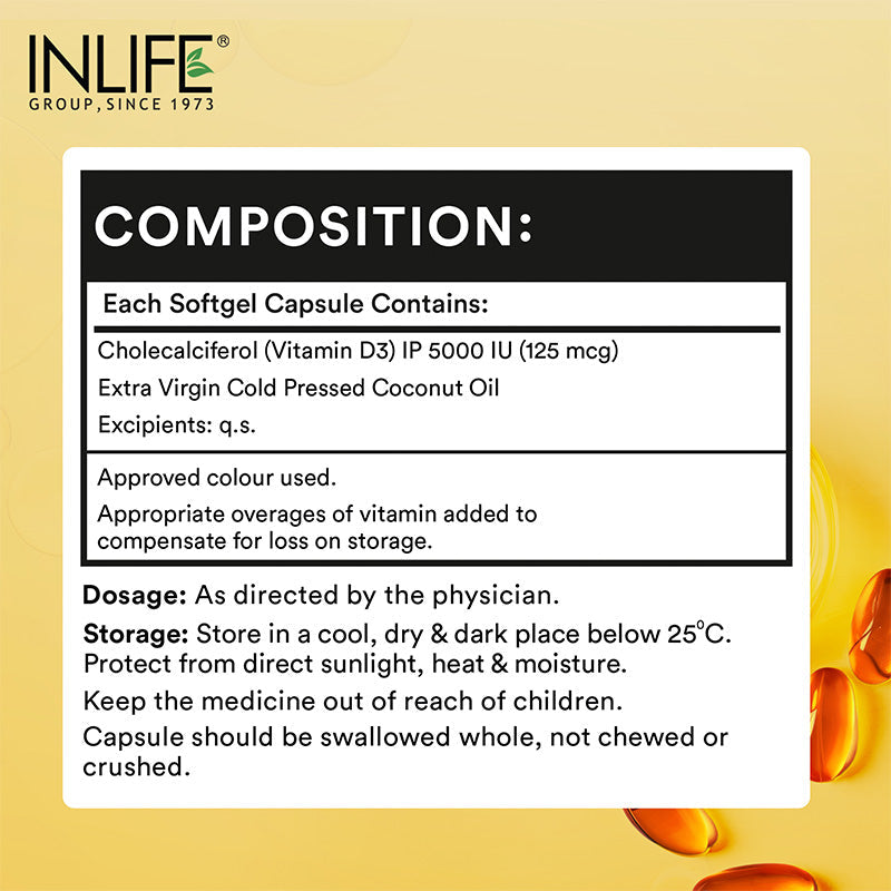 Inlife Vitamin B12, D3 5000 IU & Magnesium Glycinate Combo | Supports Bone & Nerve Health - 18
