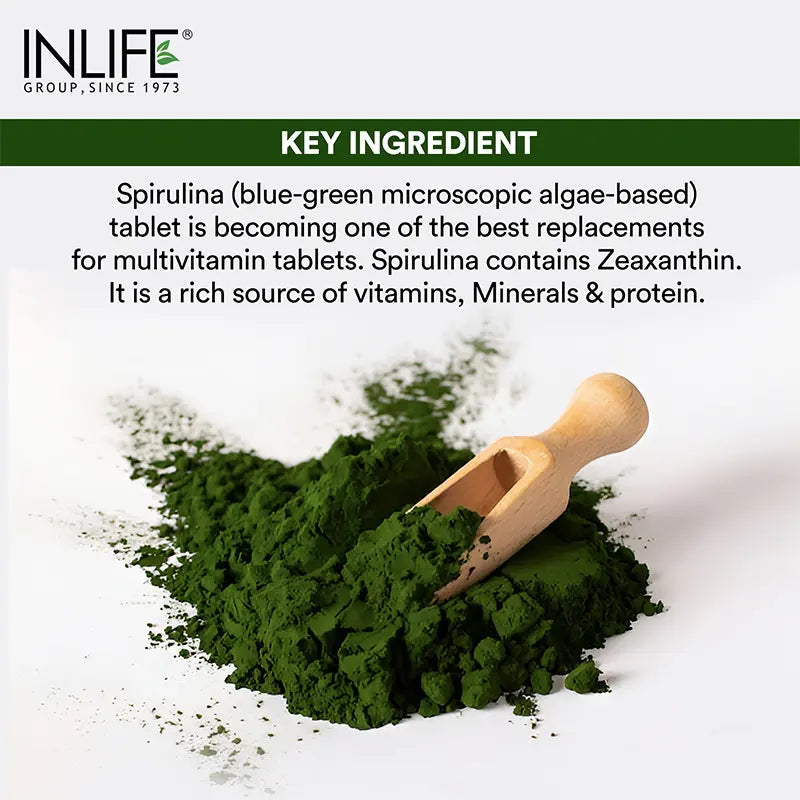 Inlife Spirulina | Organic Blue - Green Algae Superfood with Phycocyanin & Antioxidants | 500 mg - 5