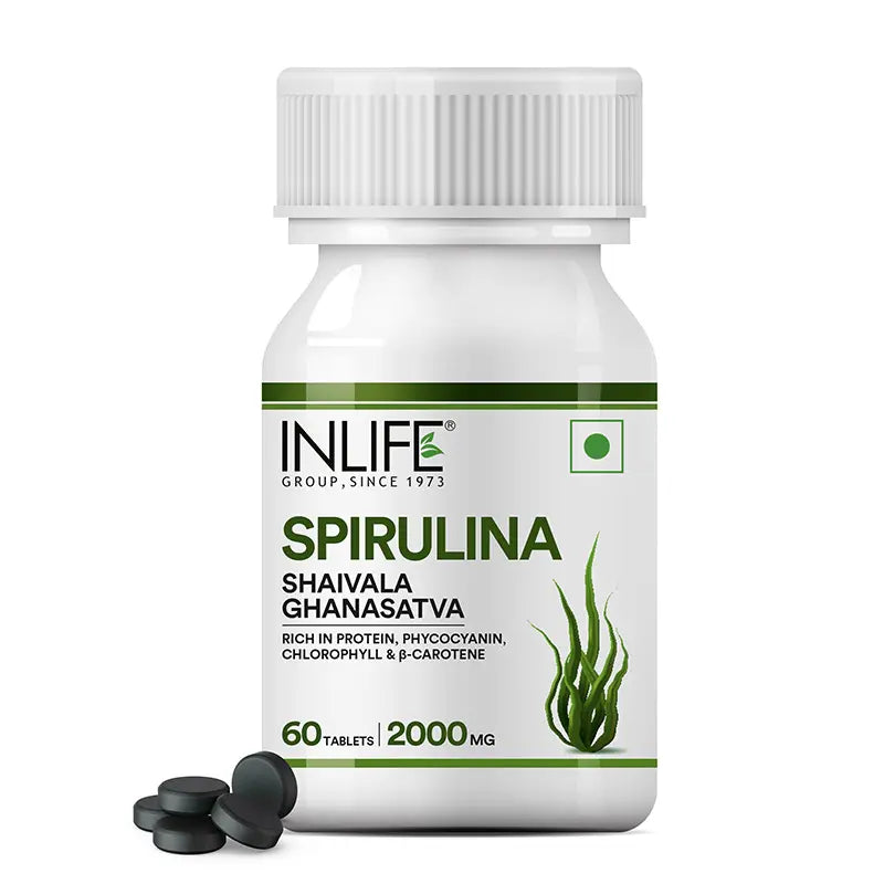 Inlife Spirulina | Organic Blue - Green Algae Superfood with Phycocyanin & Antioxidants | 500 mg