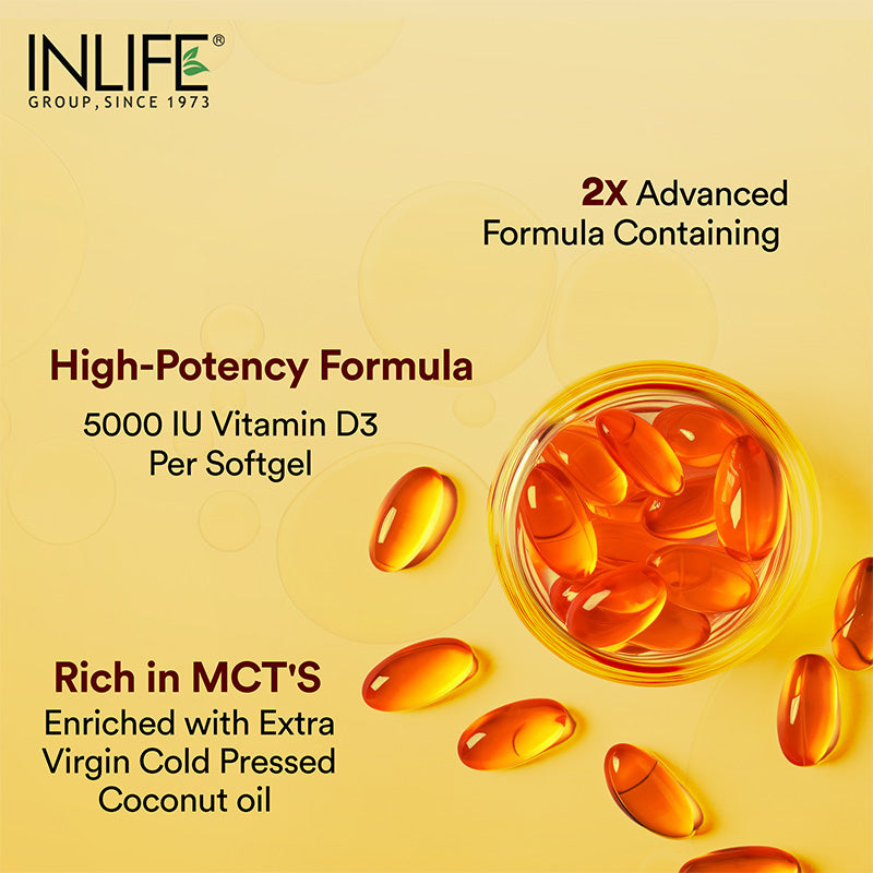 Inlife Vitamin B12, D3 5000 IU & Magnesium Glycinate Combo | Supports Bone & Nerve Health