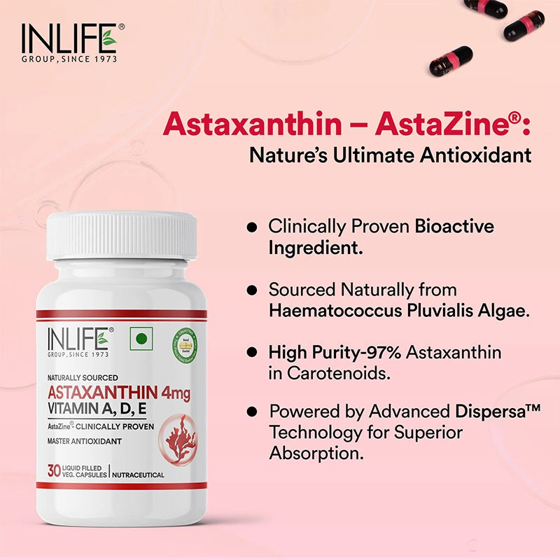 Inlife AstaZine® Astaxanthin 5% with Vitamins A, D3 & E – Ultra-Pure & High-Potency Antioxidant Formula - 9