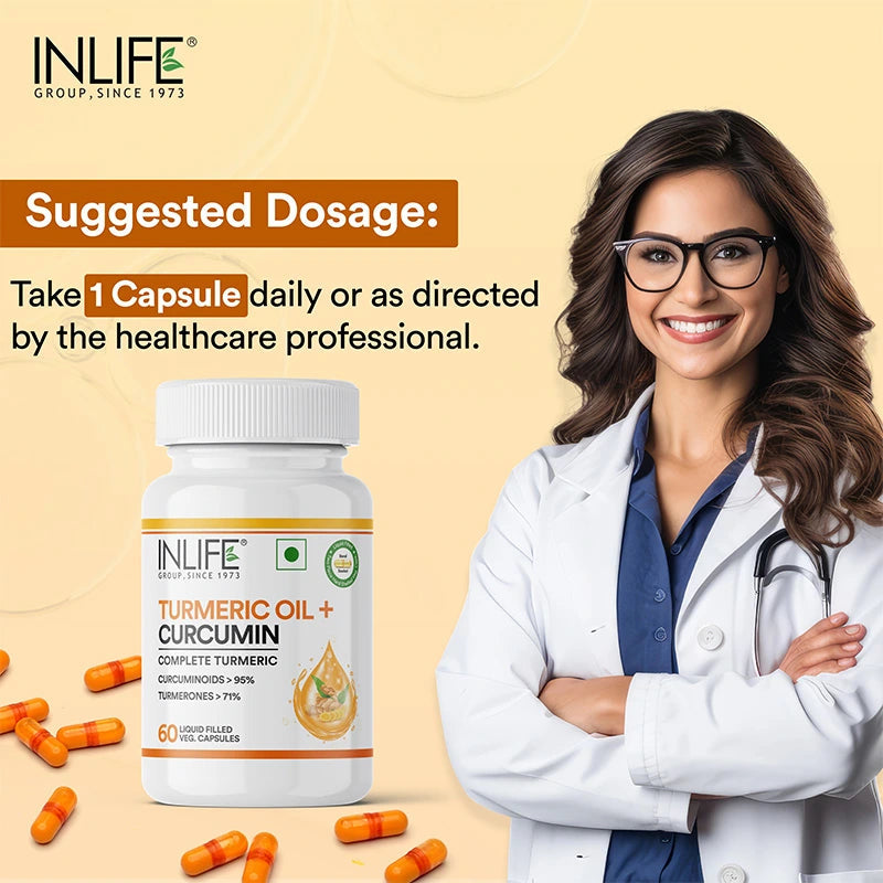 Inlife Turmeric Oil + Curcumin | Liquid Filled HPMC Capsules | Veg. Capsules - 4