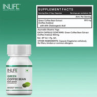 Inlife Green Coffee Bean Extract Supplement | 800mg / serving | 60 Veg. Capsules