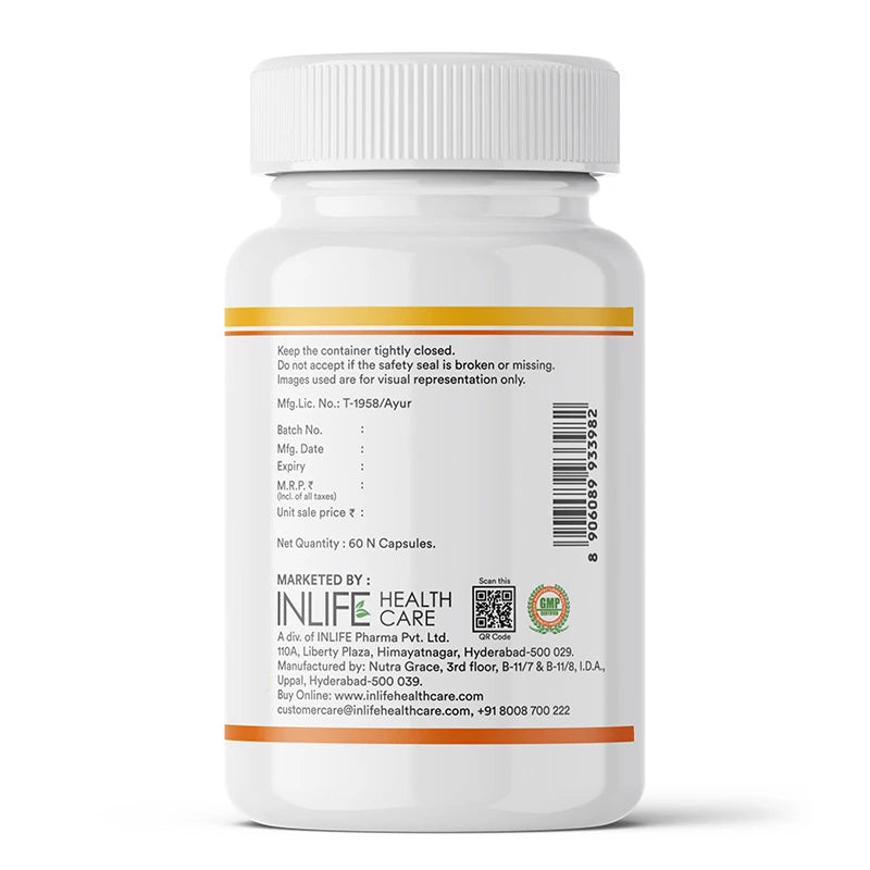 Inlife Turmeric Oil + Curcumin | Liquid Filled HPMC Capsules | Veg. Capsules - 10