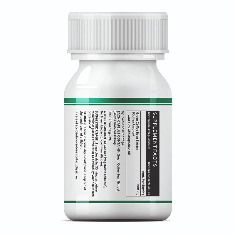 Inlife Green Coffee Bean Extract Supplement | 800mg / serving | Veg. Capsules - 4