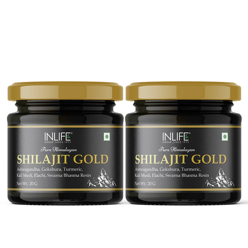Inlife Shilajit Gold Resin with Ashwagandha, Tribulus, Turmeric, Kali Musli | 20g - 10