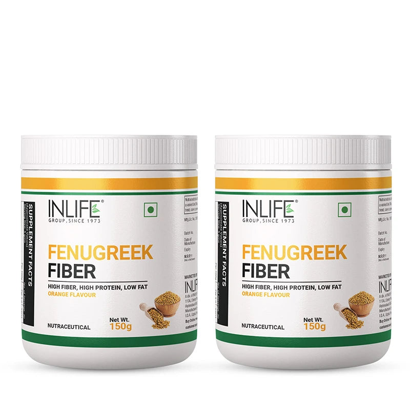 Inlife Fenugreek Fiber Powder | 150g | Orange Flavour