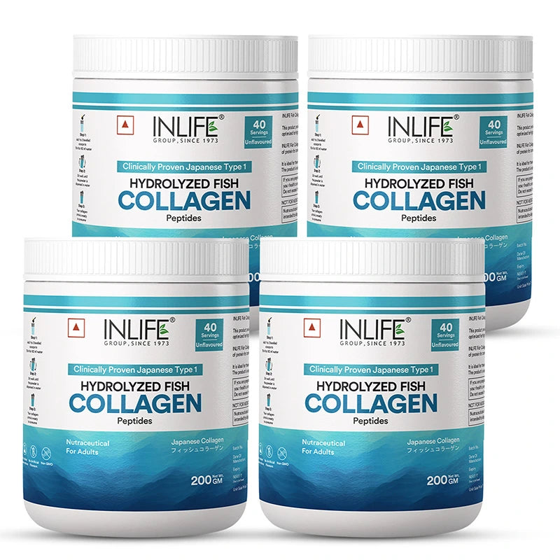 Inlife  Hydrolyzed Japanese Marine Fish Collagen Peptides Powder | Clinically Proven Ingredient | 200g Unflavored