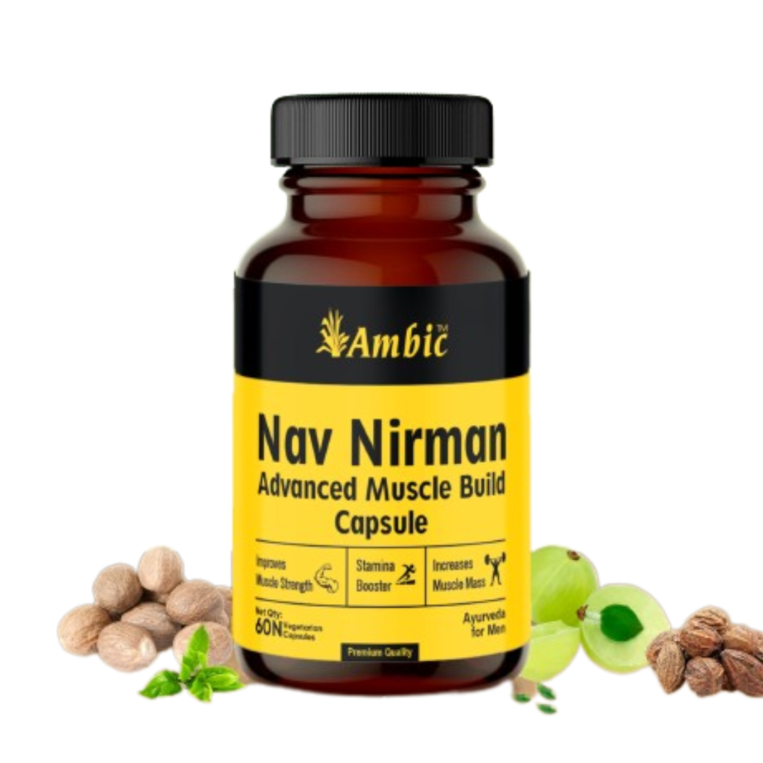 Nav Nirman Advanced Muscle Build Capsule for Natural Muscle Gain | Ayurvedic Weight Gain Capsules 