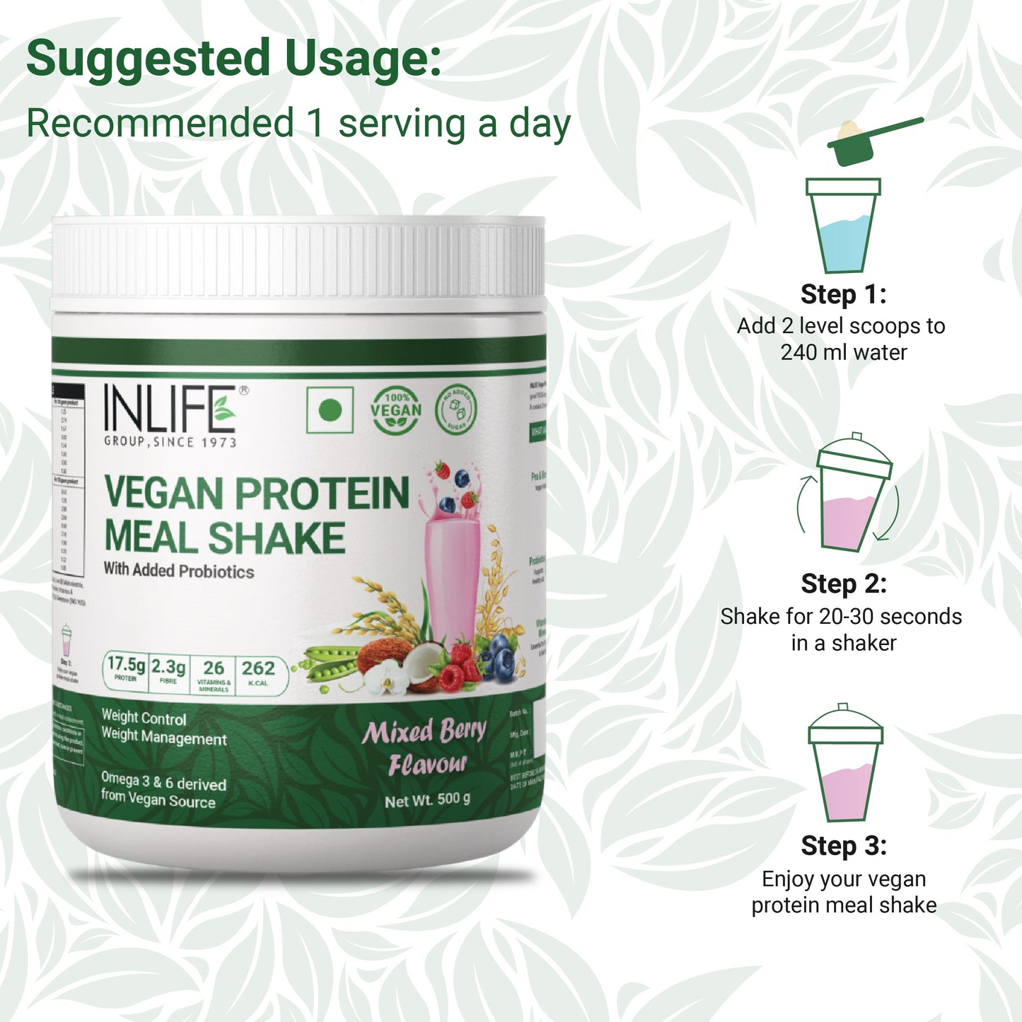 Inlife Plant Based Meal Replacement Shake with Added Probiotics | 500 gms - 10