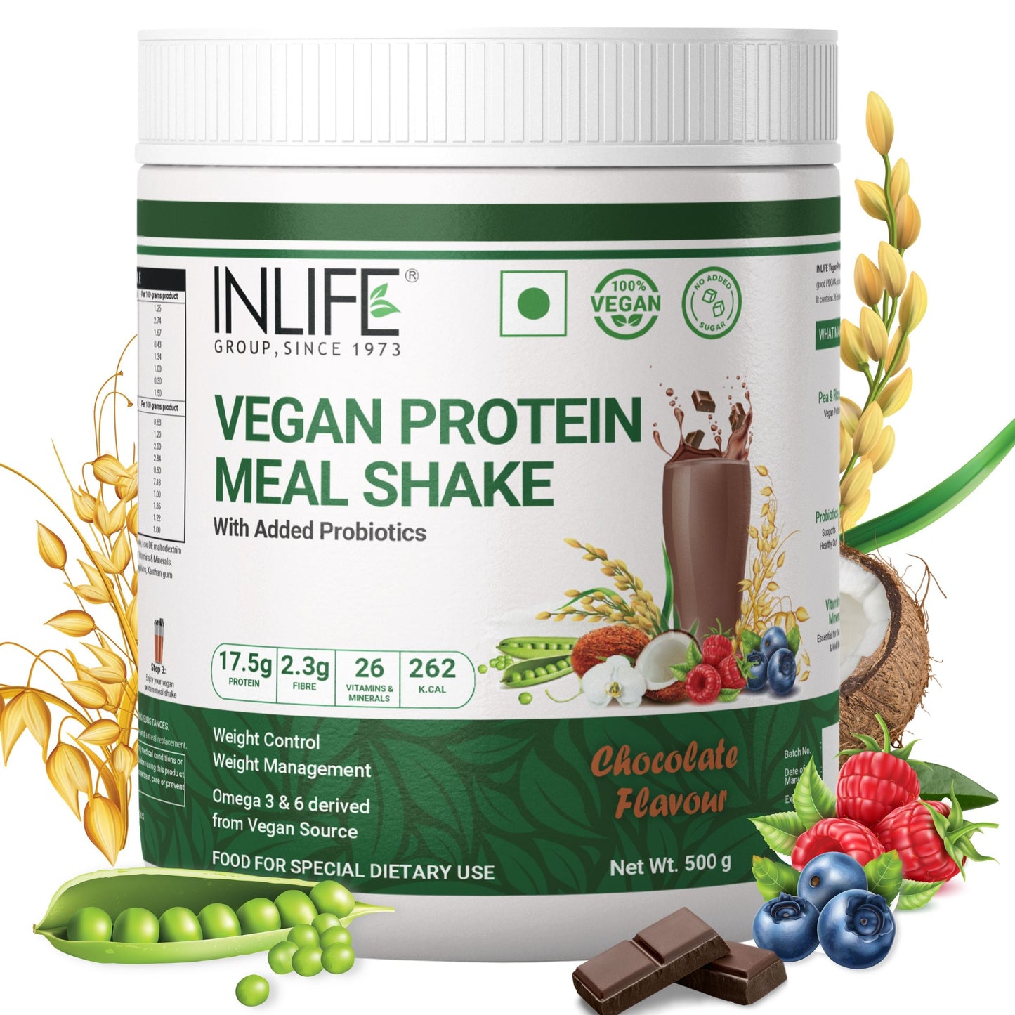 Inlife Plant Based Meal Replacement Shake with Added Probiotics | 500 gms - 8