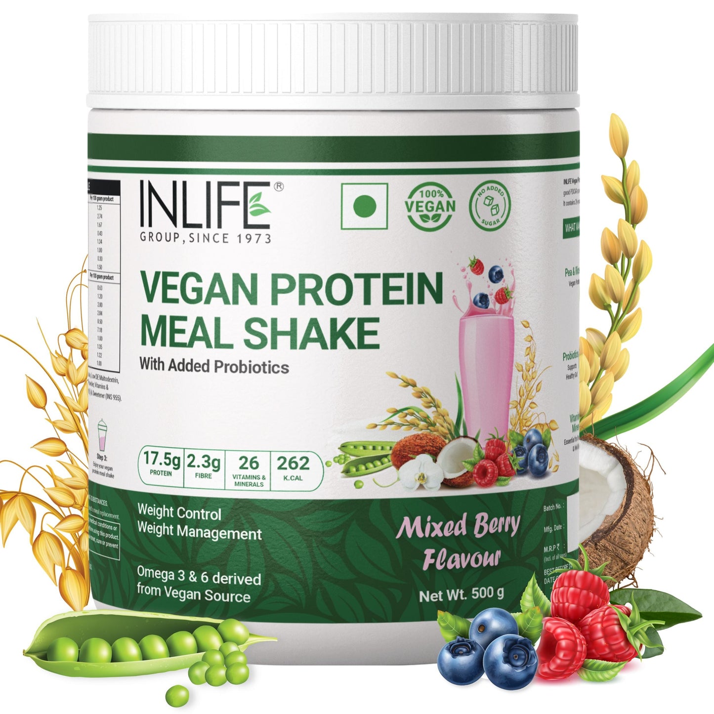 Inlife Plant Based Meal Replacement Shake with Added Probiotics | 500 gms - 12