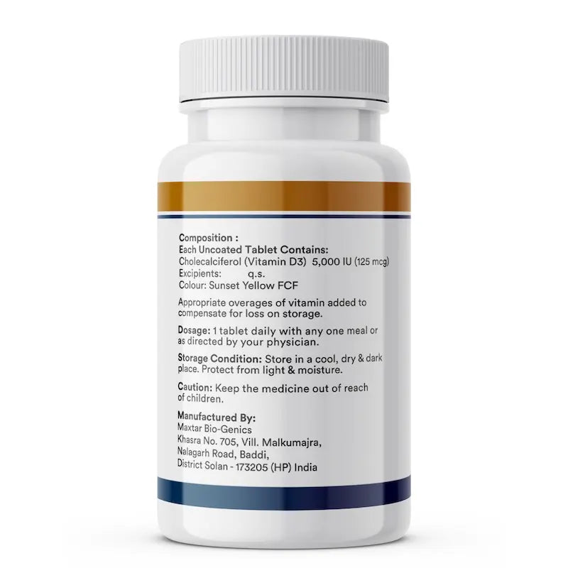 Inlife Vitamin D3 Supplement 5000 IU | Cholecalciferol 60 Tablets