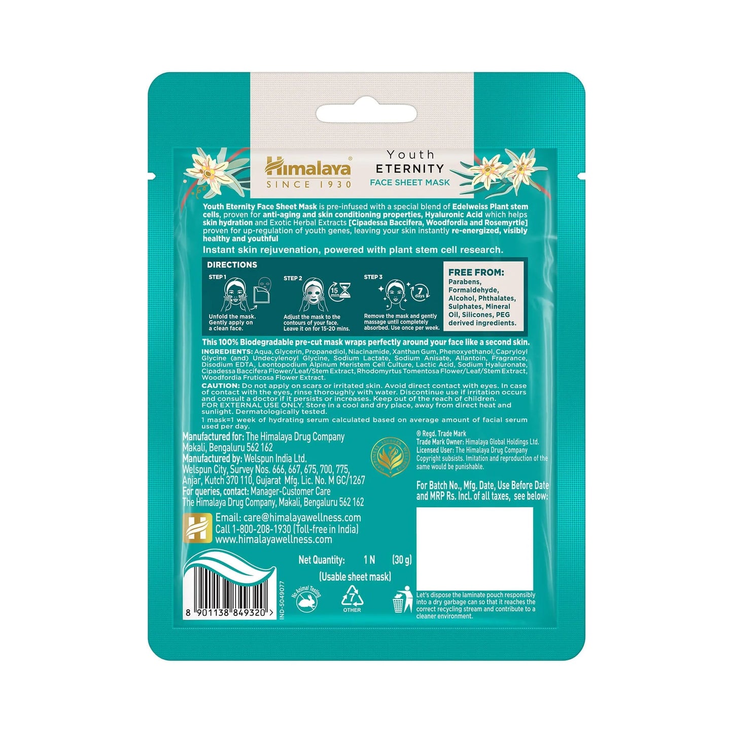 Himalaya Youth Eternity Face Sheet Mask 30g (Pack Of 2)