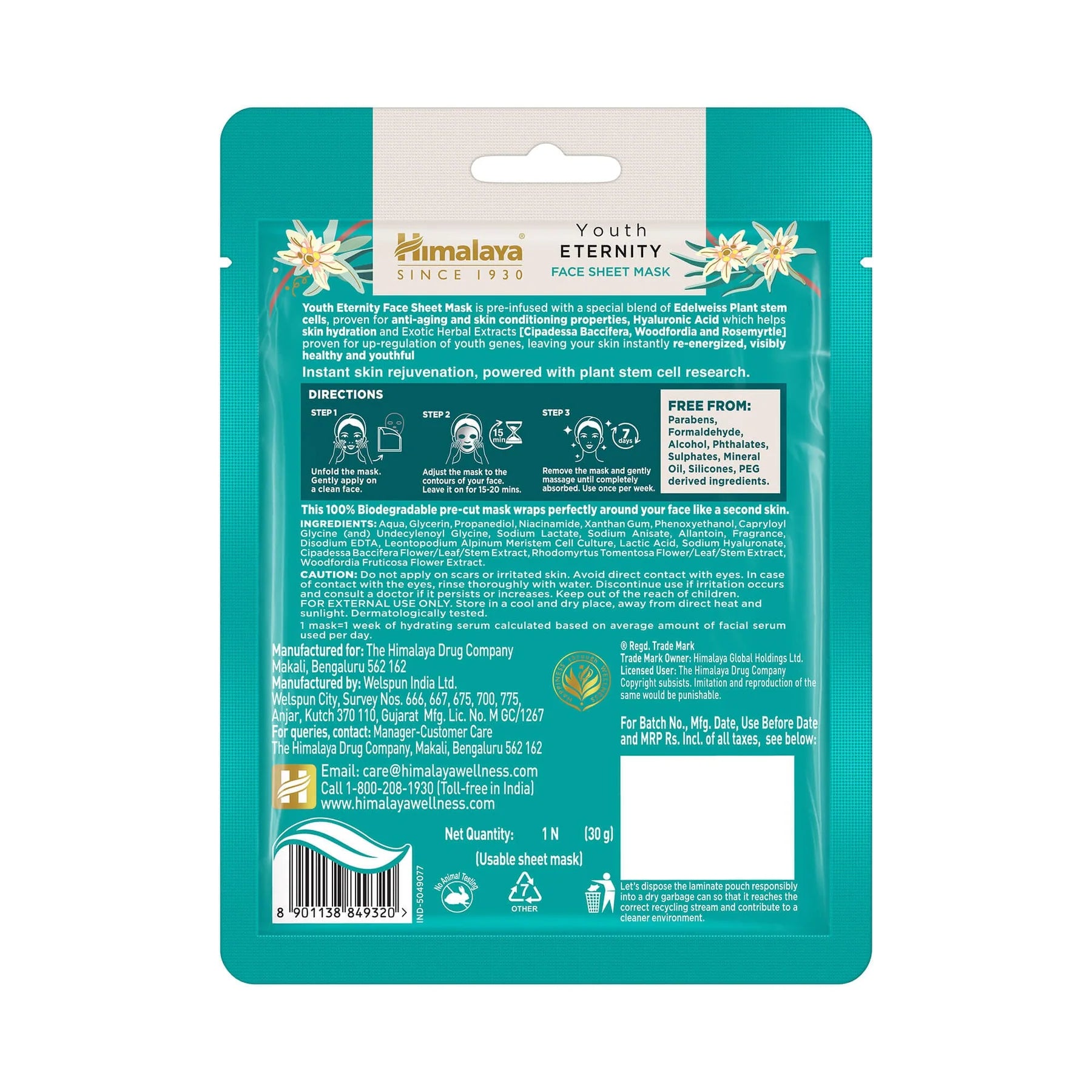 Himalaya Youth Eternity Face Sheet Mask 30g (Pack Of 2)